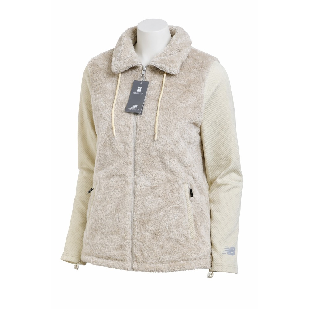 New Balance Womens L Sherpa Fleece Full Zip Jacket Beige New With‎ Tags